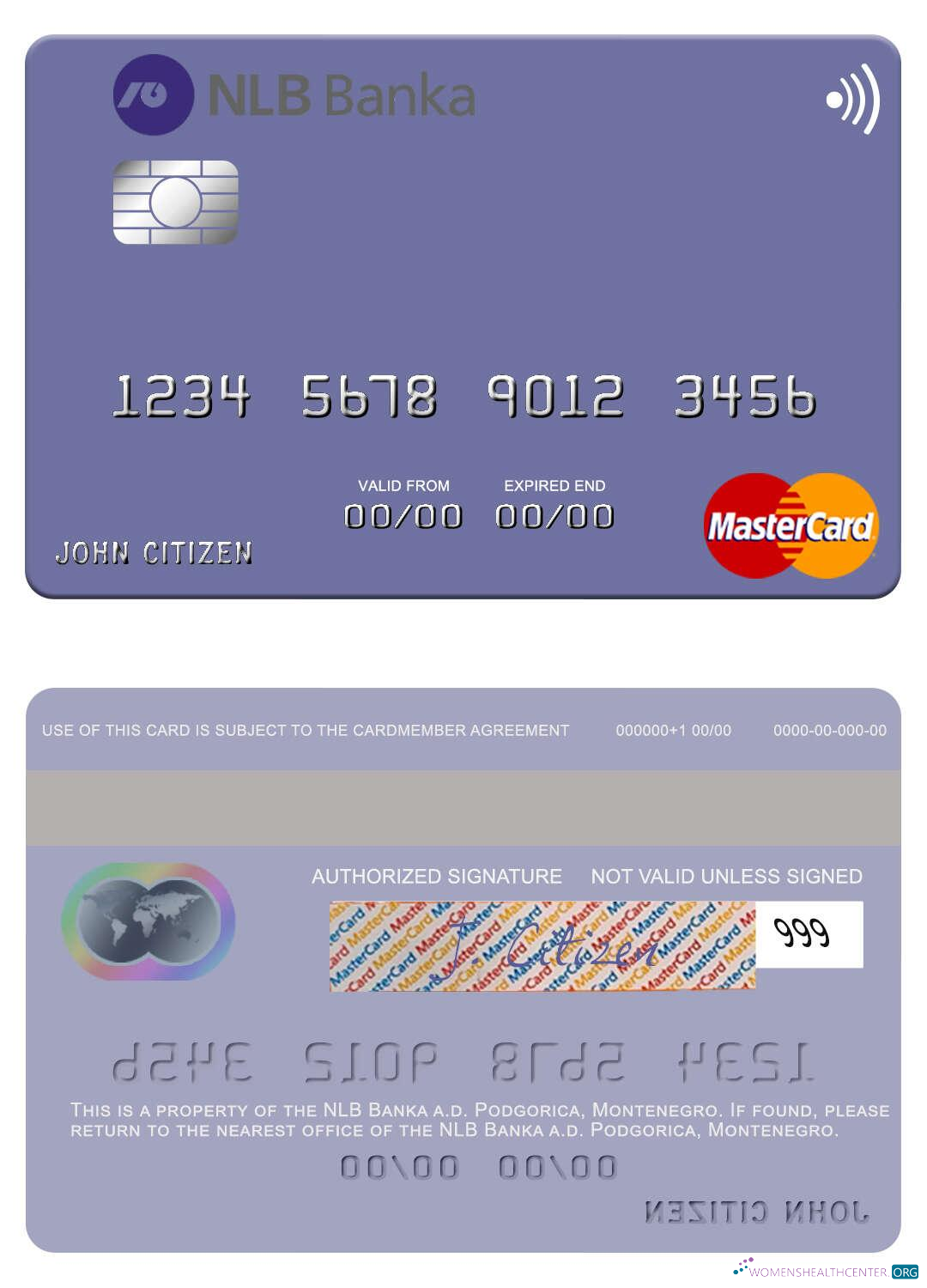 Download Montenegro NLB Banka a.d. Podgorica mastercard Photoshop template